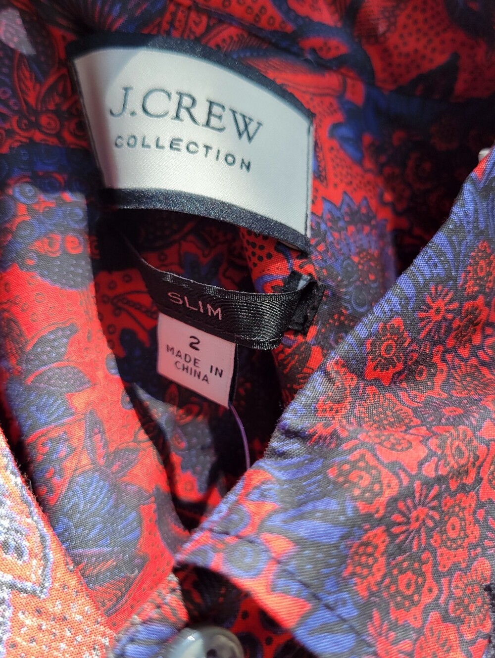 Red & Navy Ruffled Button-Up Blouse - Picture 2 of 2